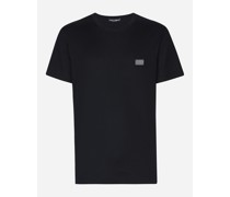 Baumwoll-T-Shirt mit Logoplakette