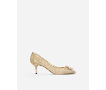 PUMPS AUS TAORMINA-SPITZE AUS LUREX MIT KRISTALLEN