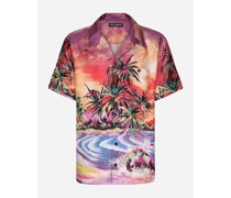 Hawaiihemd Seidentwill mit Hawaii-Print