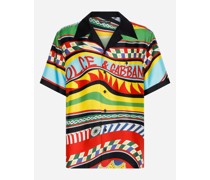 Hawaiihemd aus Seidentwill mit Carretto-Print