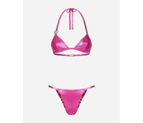Triangel-Bikini in Metallic mit DG-Logo