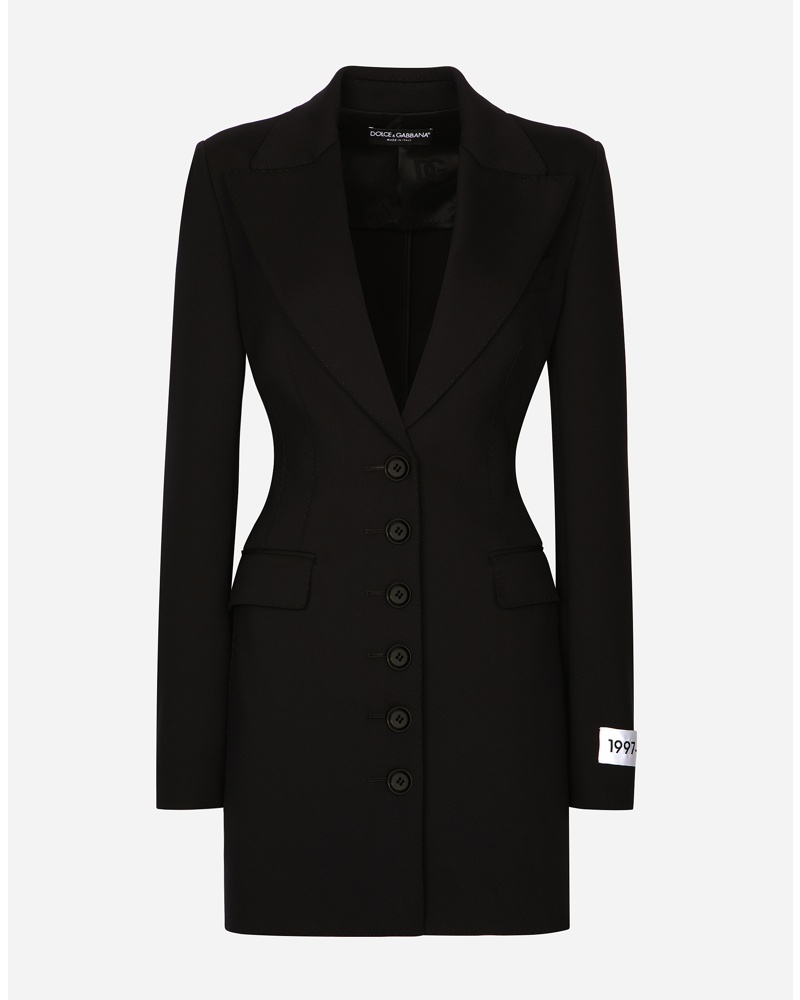 Dolce & Gabbana Damen Lange einreihige Turlington-Jacke aus Funktionsjersey