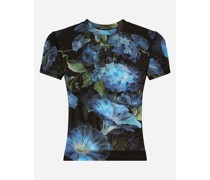 T-Shirt aus Tüll Glockenblumen-Print
