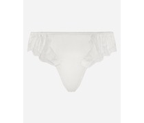 Tanga aus Satin mit Spitze