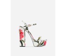 Plateau-Sandalette aus bedrucktem Textil