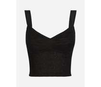 Shaper corset bustier top in jacquard and lace
