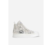 Mid-Top-Sneakers Portofino Light aus Kalbsnappaleder mit Allover-Stickerei
