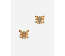 Ohrringe Spring aus 18-karätigem Gelbgold mit Zitrin-Schmetterling