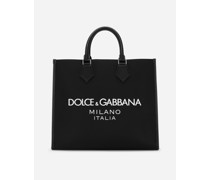 Großer Shopper aus Nylon mit gummiertem Logo