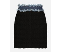 Minirock aus Tweed und Denim