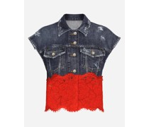 Jeansweste mit Details aus Spitze