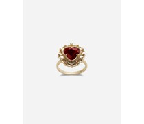 Ring Heart aus 18-karätigem Gelbgold mit einem roten Rhodolith-Granat