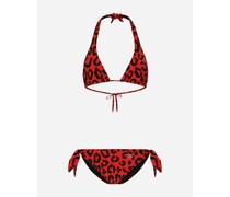 Gepolsterter Triangel-Bikini Leoprint