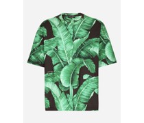 Kurzarm-T-Shirt aus Baumwolle Bananenbaum-Print