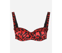 Balconette-BH aus Satin Leoprint