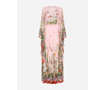 Langes Kleid aus Chiffon Hasenprint