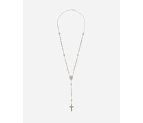 Tradition white gold rosary necklace