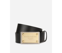 Lux leather belt with branded buckle