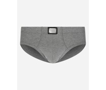 Midi-Slip aus bi-elastischer Baumwolle mit Logoplakette