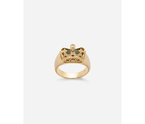 RING CROWN MIT KRONE UND GRÜNEM JADESTEIN