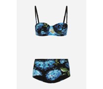 Balconette-Bikini mit Panty Glockenblumen-Print