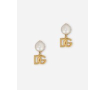 Earrings with DG logo and pearl