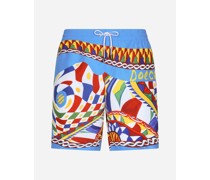 Mid-length swim trunks with Carretto print