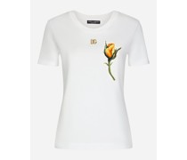 T-Shirt aus Jersey mit DG-Logo und Stickpatch gelbe Rosen