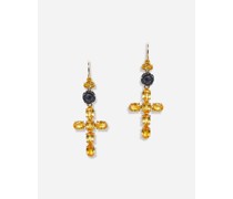 Family yellow gold earrings with yellow sapphires