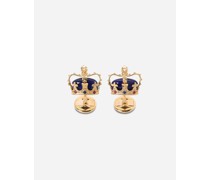 Crown-Manschettenknöpfe aus Gelbgold mit Lapislazuli