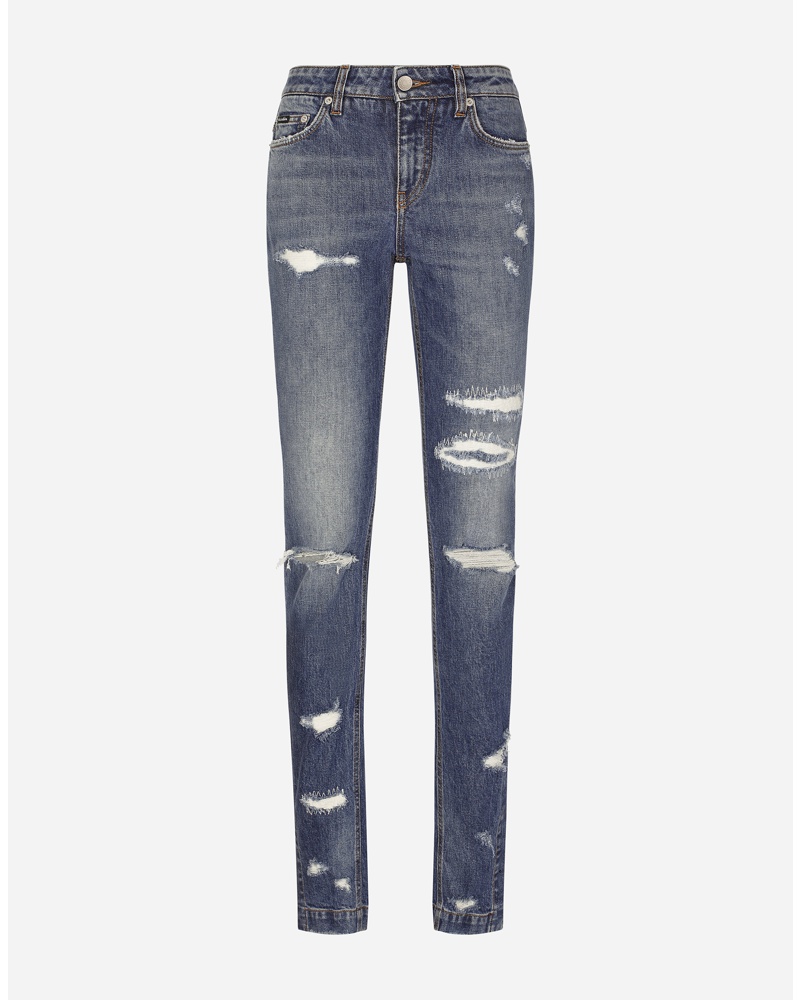 Dolce & Gabbana Damen Girly-Jeans aus Denim mit Rissen