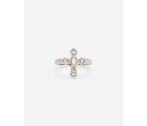 Ring with cross and crystals