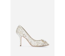 PUMPS AUS TAORMINA-SPITZE MIT KRISTALLEN