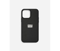Cover iPhone 13 Pro Max aus Kalbsleder mit Logoplakette