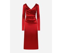 Drapiertes Longuette-Kleid aus Satin