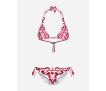 Triangel-Bikini gepolstert Majolika-Print
