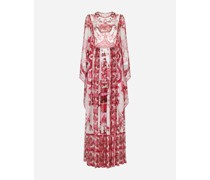 Langes Kleid aus Chiffon Majolika-Print