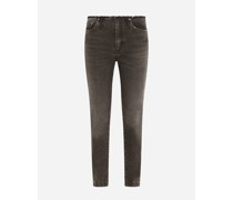 Jeans aus Baumwolle mit roher Taillennaht
