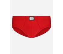 Midi-Slip aus bi-elastischer Baumwolle mit Logoplakette