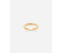 ROSENKRANZRING LOVE AUS GELBGOLD MIT EINFASSUNGEN UND KREUZ MIT OBERFLÄCHENGRAVUR