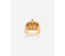 Ring Crown mit krone aus gelbgold, rubinen und saphir