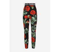 Leggings aus Charmeuse Rosenprint