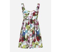 Kurzes Bustierkleid aus Baumwolle Nachtblumen-Print
