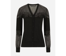 Cashmere, tulle and silk cardigan with lace