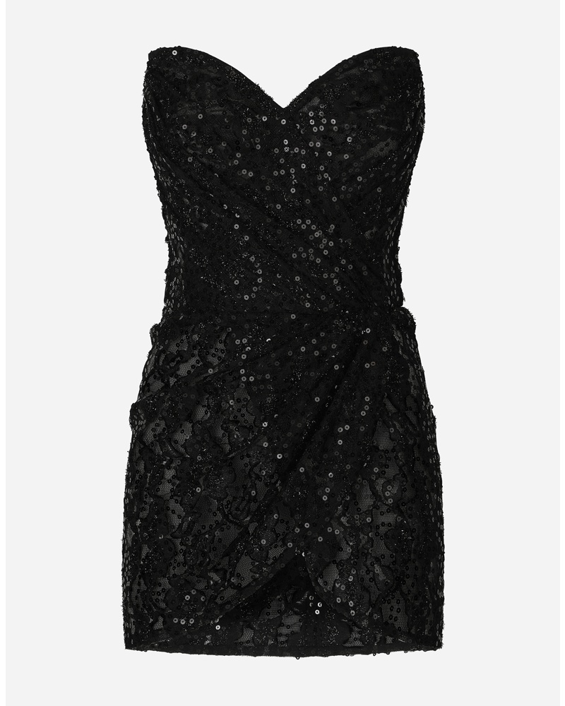 Dolce & Gabbana Damen Kurzes Kleid mit Paillettenstickerei