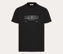 Valentino T-SHIRT aus BAUMWOLLE mit BLACK UNTITLED-AUFDRUCK und NIETEN Mann