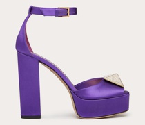 VALENTINO GARAVANI One Stud Peeptoe-pumps aus Satin mit Niete und Kristallen, 120