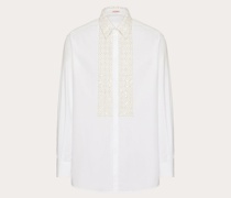 VALENTINO Langärmliges Baumwollhemd mit Pailletten- und Perlenbesticktem Plastron