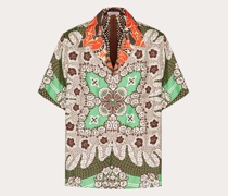 VALENTINO Bowlinghemd aus Seidentwill mit Valentino Bandana Flower-aufdruck