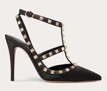 Valentino Garavani RIEMCHENPUMPS ROCKSTUD aus SATIN mit ALLOVER-RÖHRCHENSTICKEREI,  MM-ABSATZ Frau